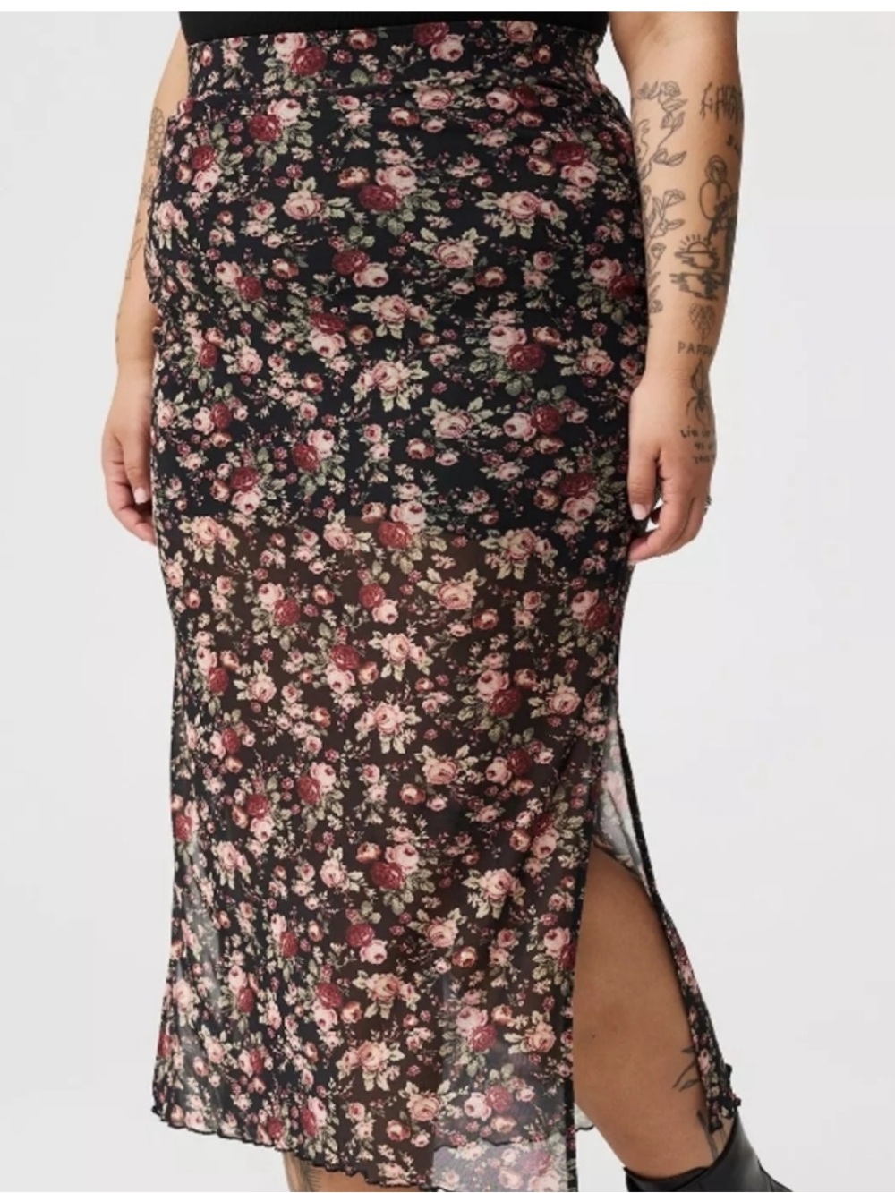 Torrid Black Floral Mesh Over Mini Maxi Skirt Sz 2X - Picture 12 of 12